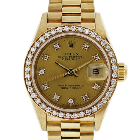 rolex aftermarket diamond dial|Rolex watch with diamond face.